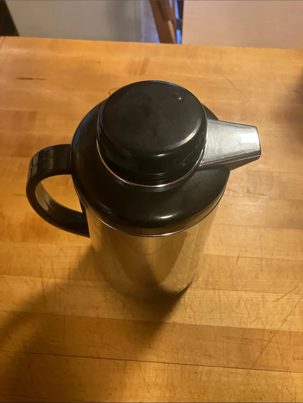 Stainless Steel Thermal Insulated Carafe - Black Handle & Lid